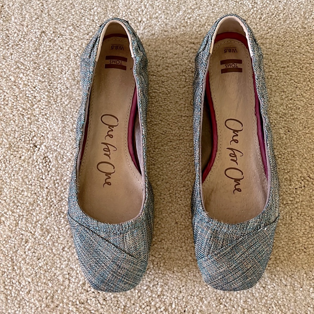 Toms Teal Multicolor Tweed Flats